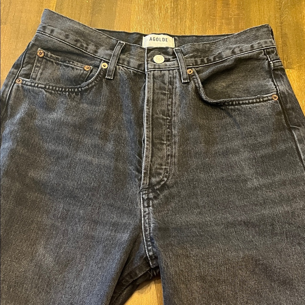 Agolde Women's Straight Leg 90s Jeans in Black 26 button fly - Picture 9 of 11